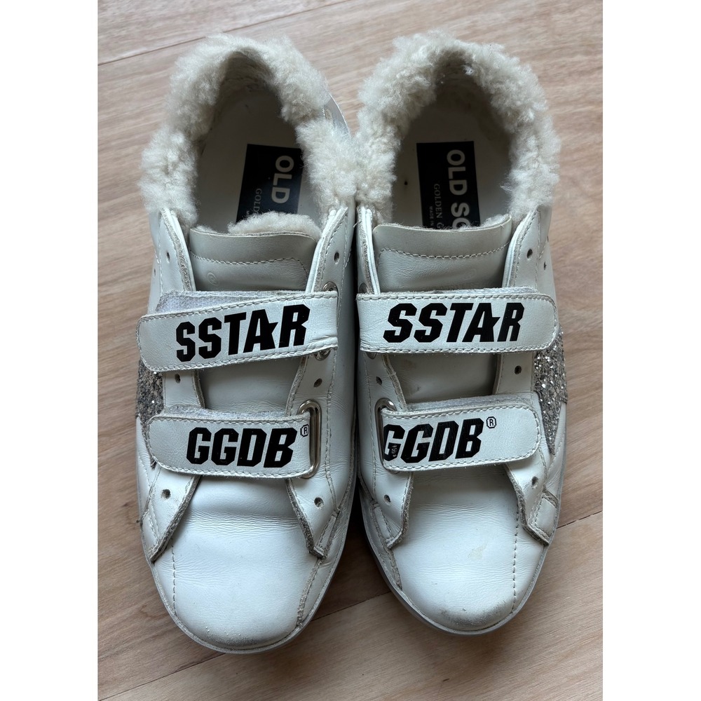 Golden Goose Old School Leather Glitter Star Sneakers Shearling Women's 36 US 6 - Picture 10 of 10